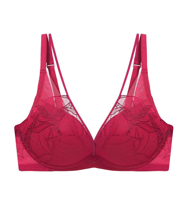 Signature Sheer Non Wired Push Up Deep V Bra in Toasted Almond