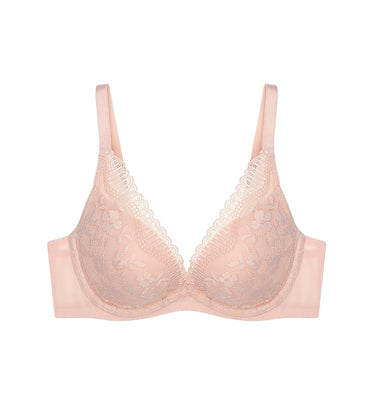 Aqua Fresh Non-Wired Deep V Push Up Bra in Fig Pink