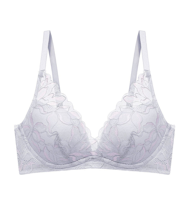 Magnolia Lace Non Wired Push Up Deep V Bra in Feather