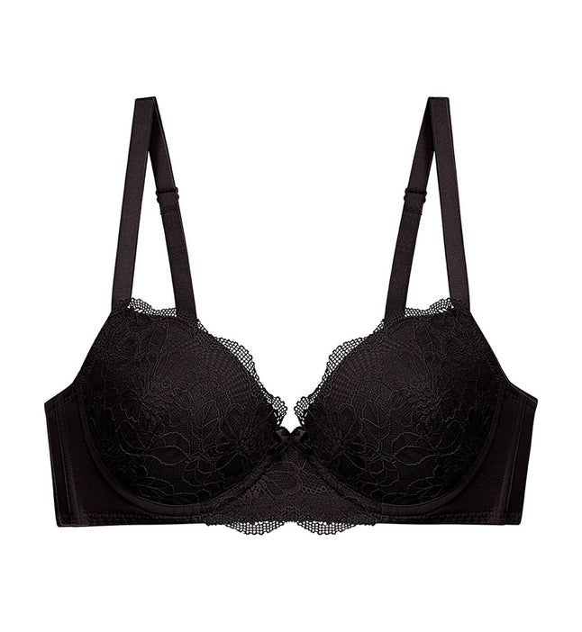 Non-wired microfibre push-up bra - Black - Ladies