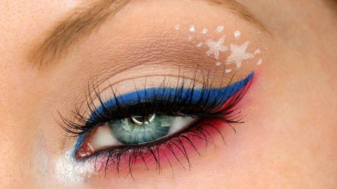 Blue and red eyeliner