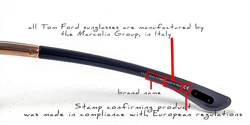 tom ford how to read inside arm on sunglasses; what it means