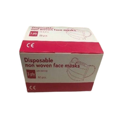 50 Pack of 3 ply face masks with ear loops, available at Mallory Paint Store in WA & ID.