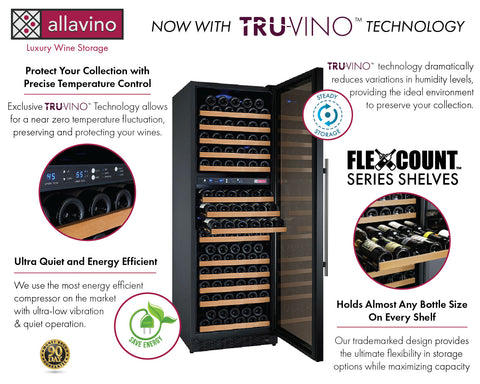 Allavino FlexCount II Tru-Vino 172 Bottle Black Right Hinge Wine Fridge VSWR172-2BR20 - Allavino | Wine Coolers Empire - Trusted Dealer