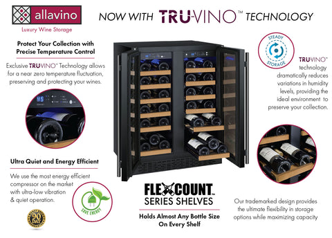 Allavino FlexCount II Tru-Vino 36 Bottle Dual Zone Black Wine Fridge VSWR36-2BF20 - Allavino | Wine Coolers Empire - Trusted Dealer