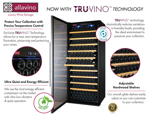 Allavino Vite II Tru-Vino 305 Bottle Single Zone Stainless Steel Left Hinge Wine Fridge YHWR305-1SL20 - Allavino | Wine Coolers Empire - Trusted Dealer