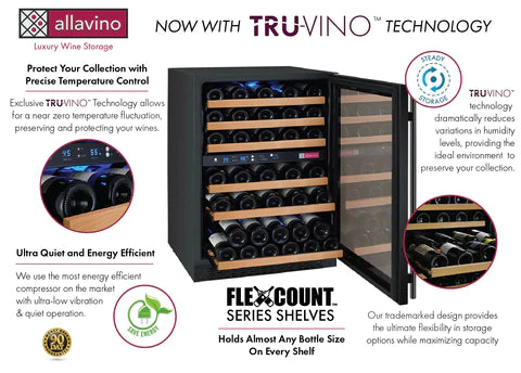 Allavino FlexCount II Tru-Vino 56 Bottle Dual Zone Black Right Hinge Wine Fridge VSWR56-2BR20