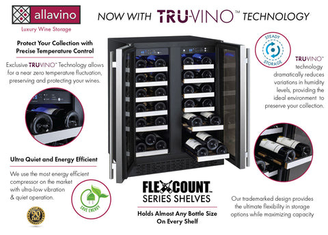 Allavino FlexCount II Tru-Vino Dual Zone Wine Refrigerator VSWR36-2SF20 - Allavino | Wine Coolers Empire - Trusted Dealer