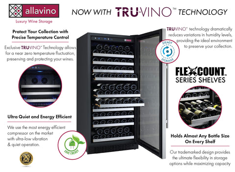Allavino FlexCount II Tru-Vino 256 Bottle Dual Zone Stainless Steel Wine Fridge 2X-VSWR128-1S20 - Allavino | Wine Coolers Empire - Trusted Dealer