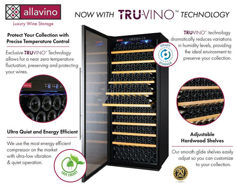 Allavino Vite II Tru-Vino 277 Bottle Single Zone Stainless Steel Right Hinge Wine Fridge YHWR305-1SR20 - Allavino | Wine Coolers Empire - Trusted Dealer
