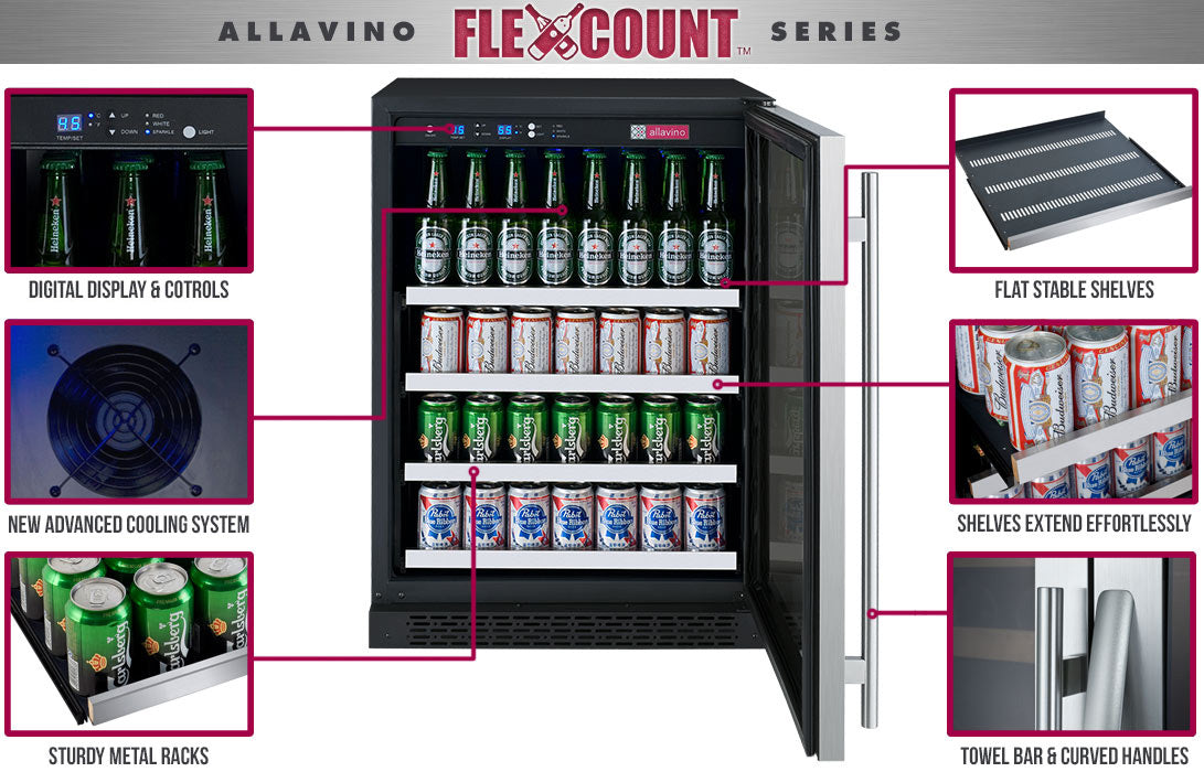 Allavino FlexCount 24" Wide Stainless Door Right Hinge Beverage Center VSBC24-SSRN