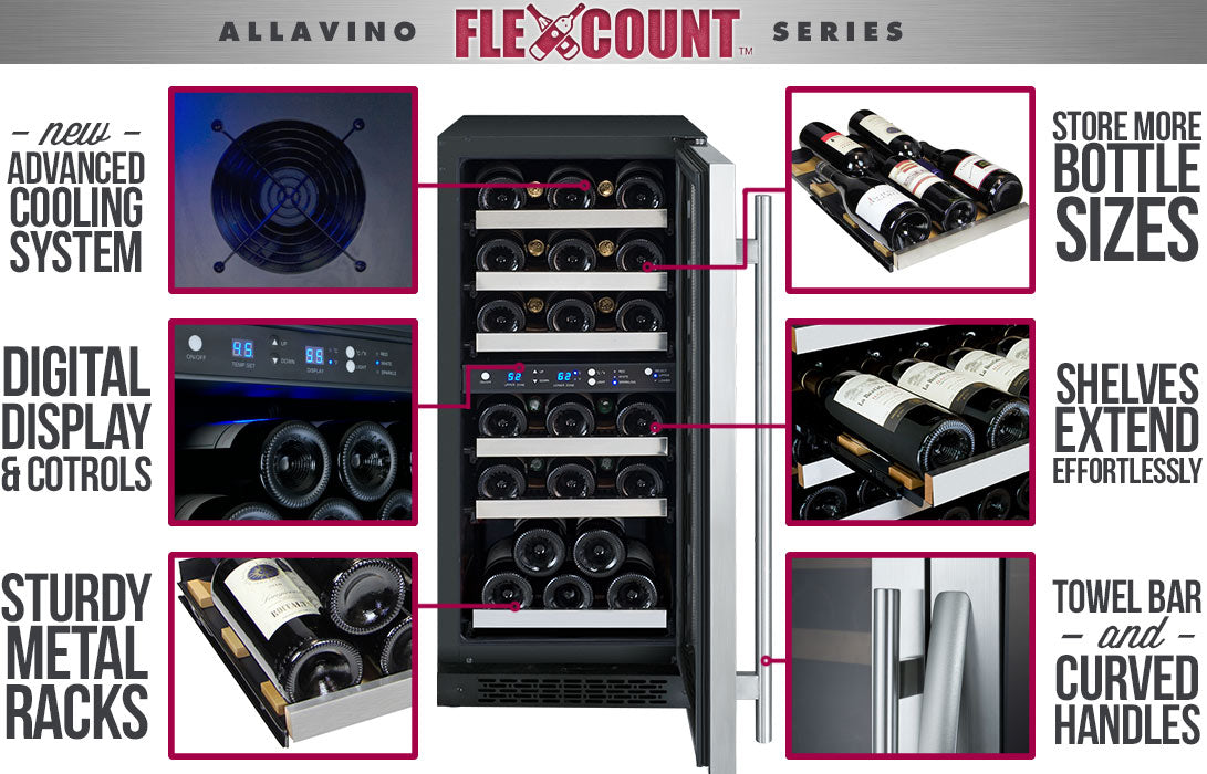 Allavino FlexCount 30 Bottle Dual Zone Right Hinge Wine Fridge VSWR30-2SSRN