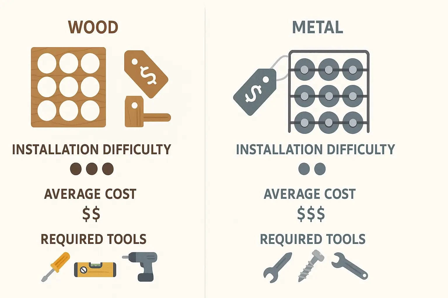 Price tag and installation tools for wood and metal racks