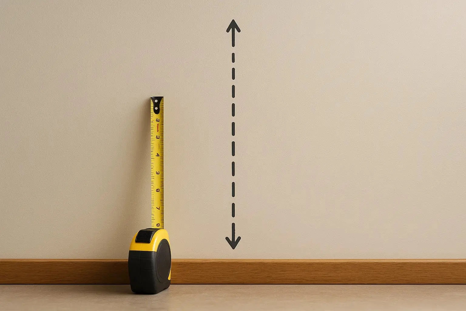Diagram showing wall measurement for wine rack installation