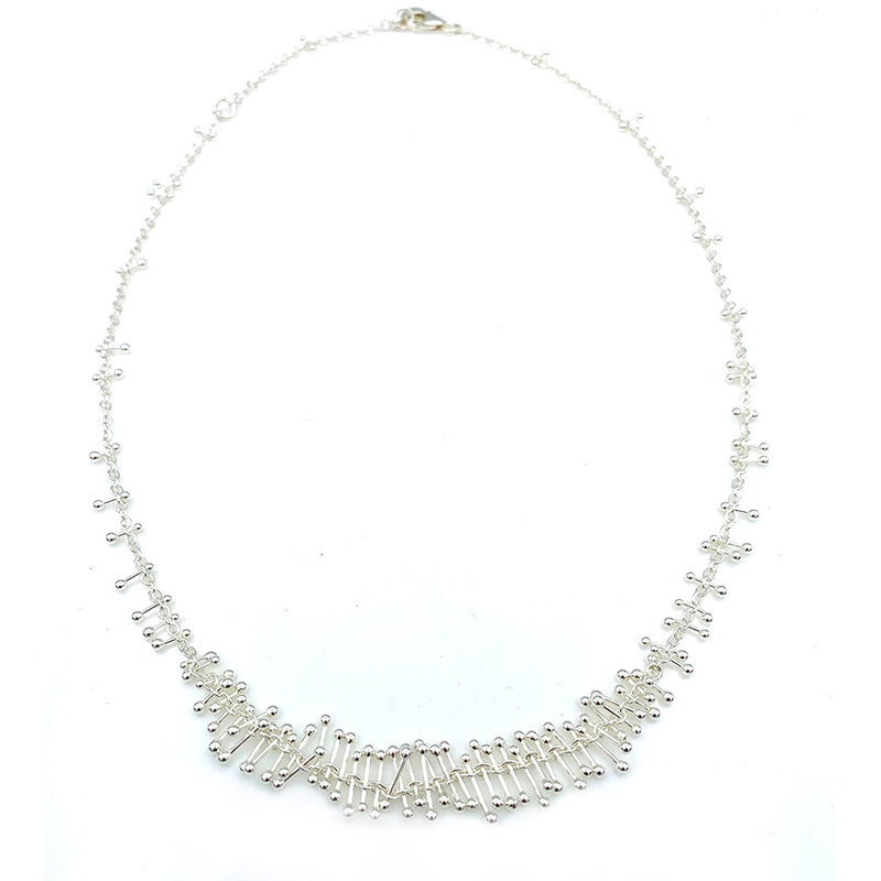 Feather Chain Bib Necklace in Silver – Dominique Giordano Design