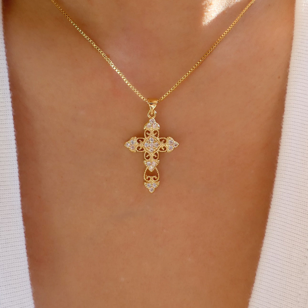 Solid 10K Rose Gold Cross Pendant Ornate Greek Key Cross, 3.3 grams, 1 3/4