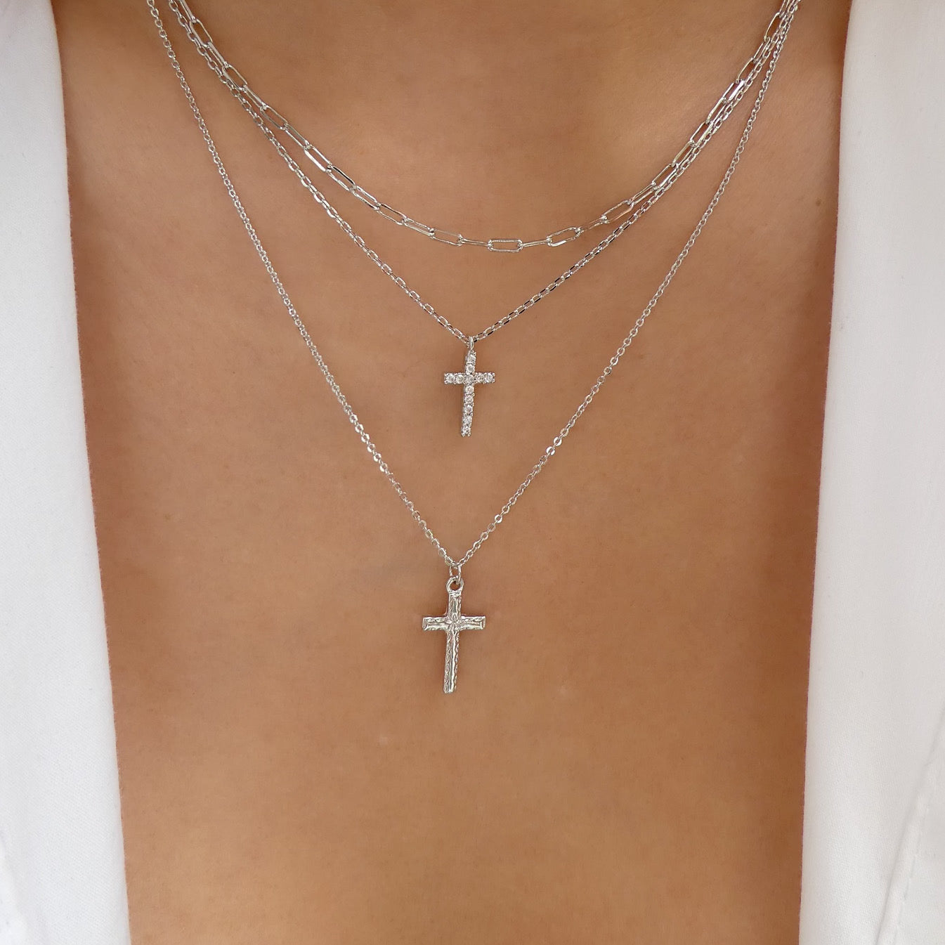 Golden American Diamond Cross Pendant Chain Necklace | B252-SRD21Y-37 |  Cilory.com