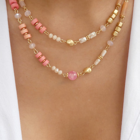 Flower Bead Necklace (Pink) – Love Stylize