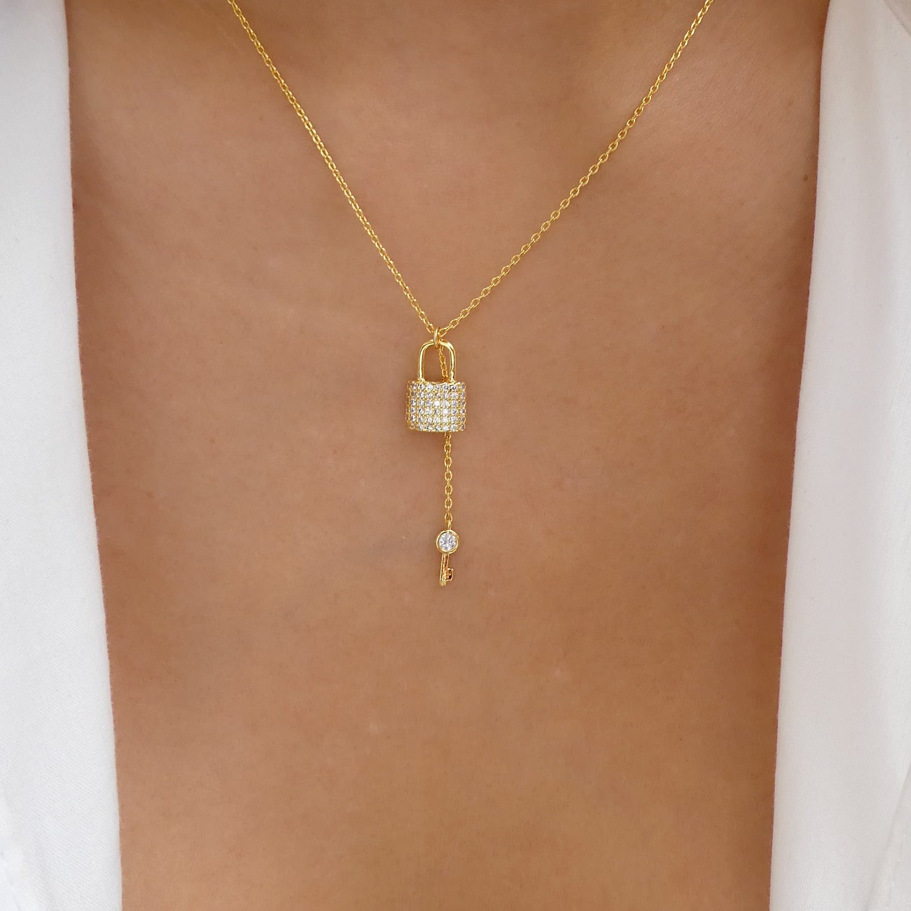 Crystal Lock & Key Necklace – Love Stylize