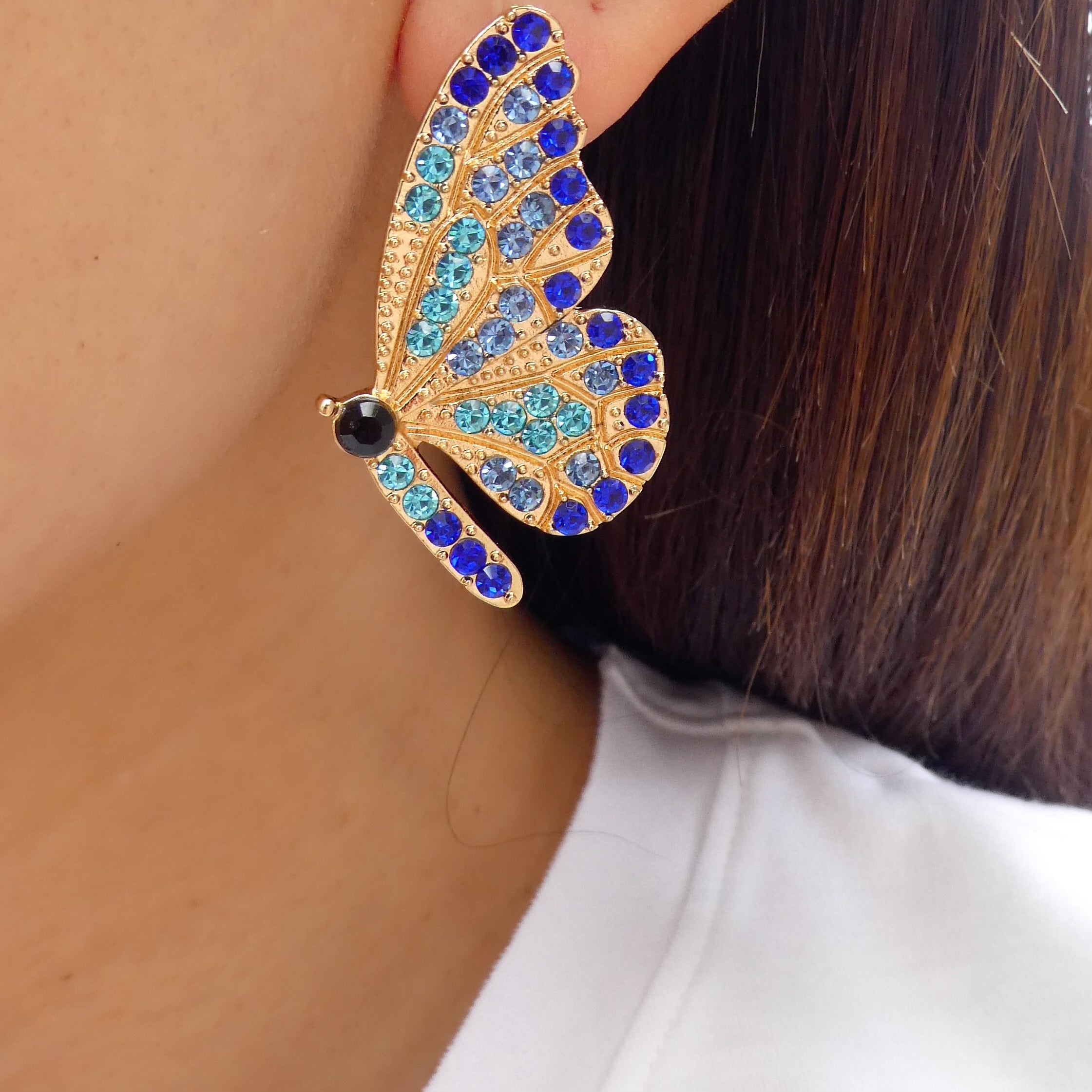 Blue Butterfly Earrings, Something Blue Earrings, Blue Earrings, Butterfly  Dangle Earrings, Gold and Blue Earrings, Symbol of Hope Earring - Etsy