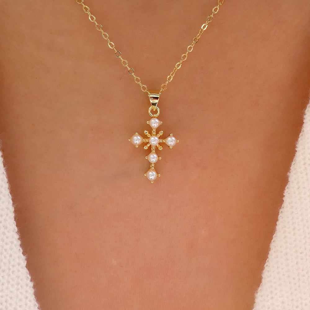 small pearl cross pendant