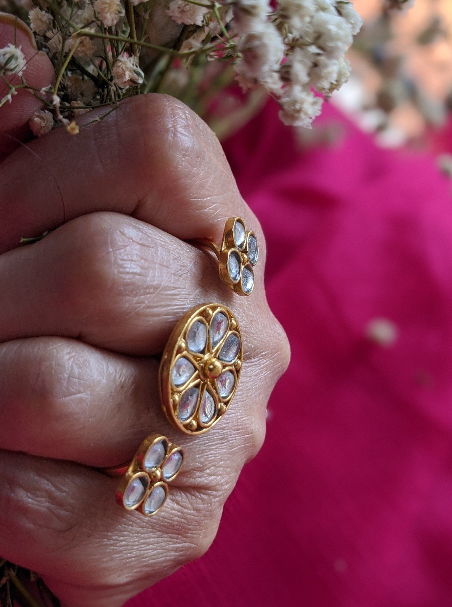 kundan finger ring