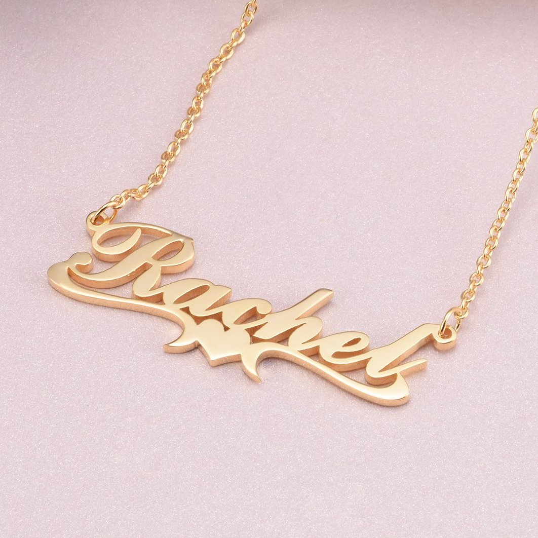 925 Sterling Silver Rachel Style Heart Name Necklace Nameplate Necklac Only One