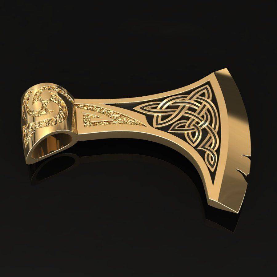Axe Pendant *10k/14k/18k White, Yellow, Rose, Green Gold, Gold Plated & Silver* Weapon Blade Viking Fantasy Gift Necklace | Loni Design Group $513.98 | 10k Gold, 14k Gold , 18k