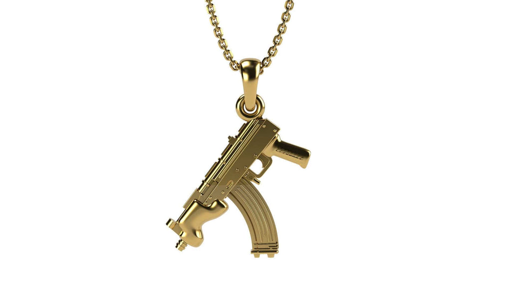 Draco AK-47 Gun Diamond Charm Pendant in 14k or 18k Gold | Uverly - UVERLY