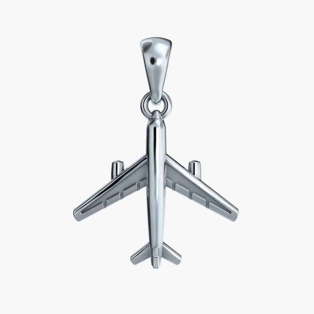 10K, 14K or 18K Gold 3D Airplane Pendant - 10K Yellow / No