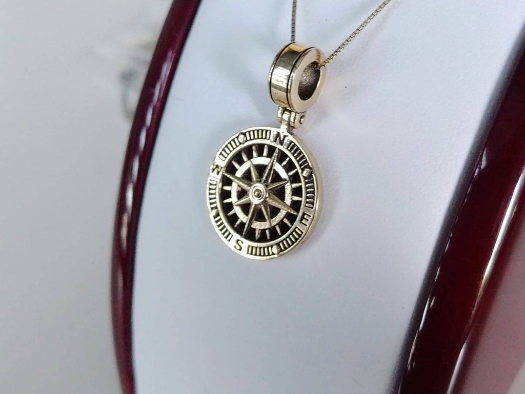 Sliver Compass Logo Lock Necklace