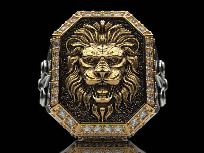 Gold Lion Ruby Eyes Ring | Mens | Kokkinos Creative Jewelers