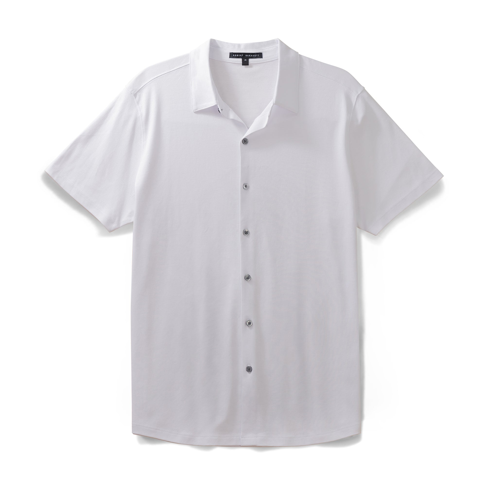 Men's Pima Cotton Knit Sport Shirt in White - Robert Barakett