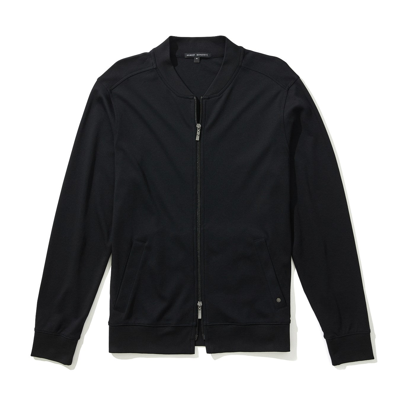 Men's Pima Cotton Baseball Jacket in Black - Robert Barakett