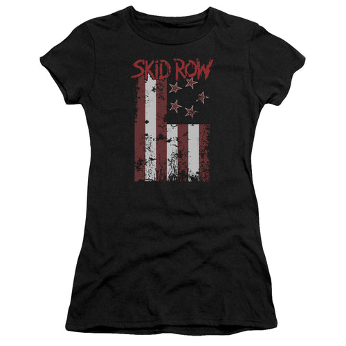 Skid Row Patriotic Flag Premium Junior Girls Sheer Jersey Band  T-Shirt
