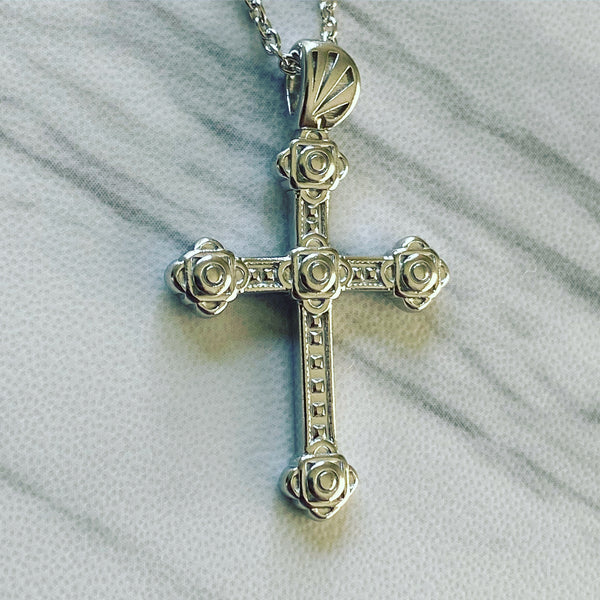 Sterling Silver Slim Gothic Cross Necklace – Divine Box