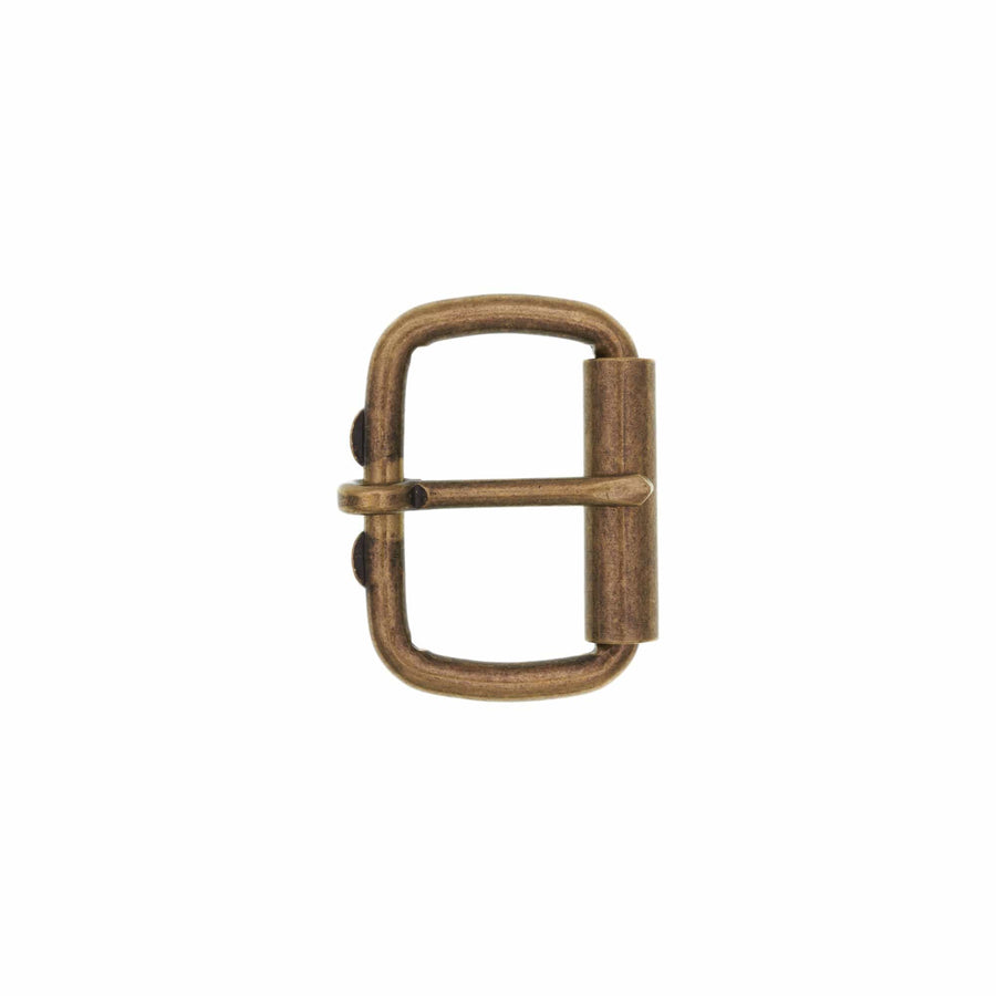 Double Prong Heel Bar Buckle Antique Brass 1 3/4