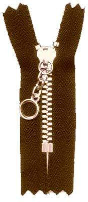 14 Handbag Zipper, Brown with Brass Teeth, Metal, #451-14-BRO