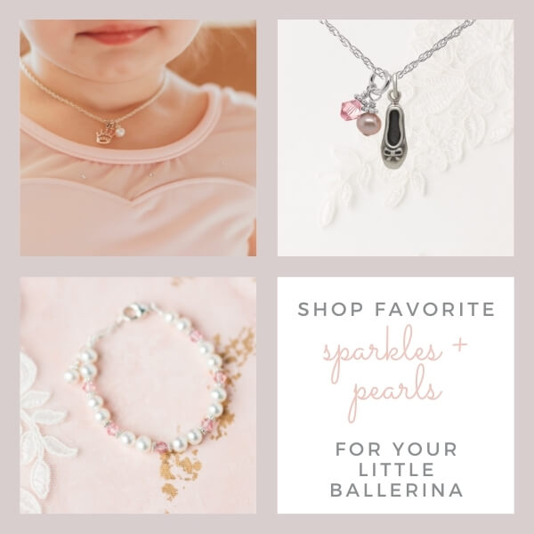 Ballerina pearl bracelets, toe shoe necklaces, and sparkly jewelry.