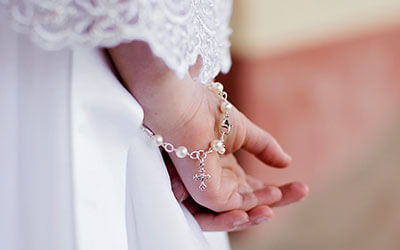 Heirloom Pearl and Silver First Communion Confirmation Jewelry for Girls.