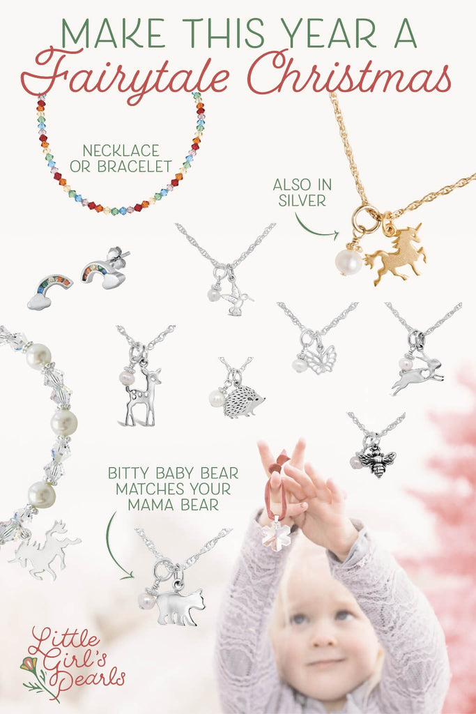 Enchanting fairytale-inspired jewelry collection with shimmering crystals and sterling silver charms.