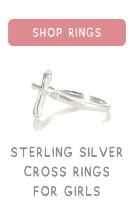 Sterling Silver Cross ring sized for girls.