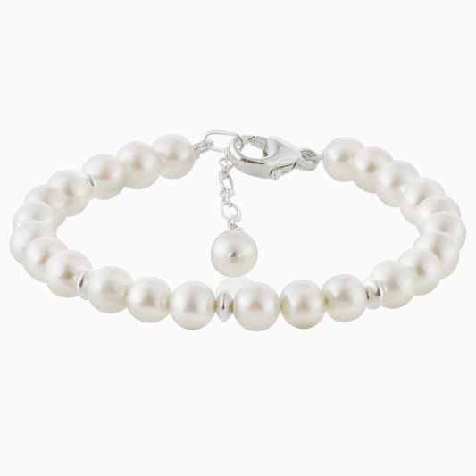 Sterling Silver Elegant Teen Bracelet with White Pearls & Crystals – Baby  Crystals