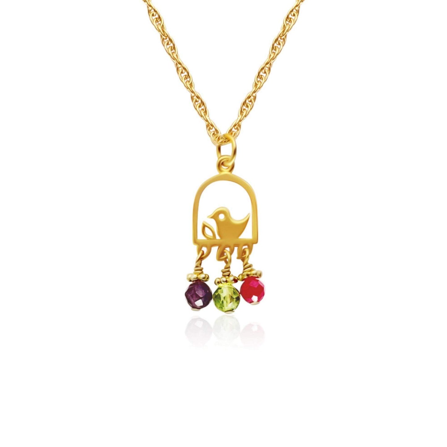 The Best Nest - Mama Bird Charm Necklace in Gold