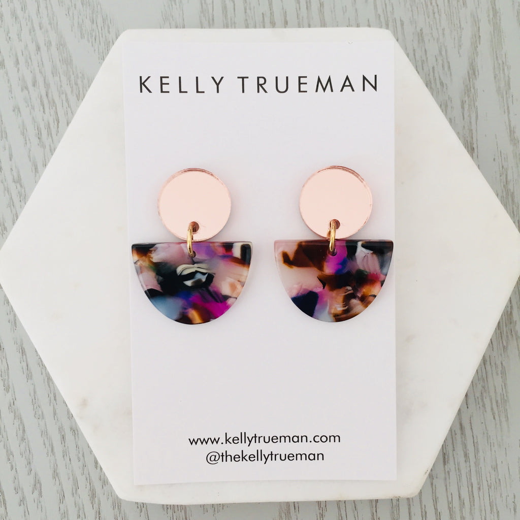 Small Semi Drop Earrings - Multi/Rose Gold – K E L L Y T R U E M A N