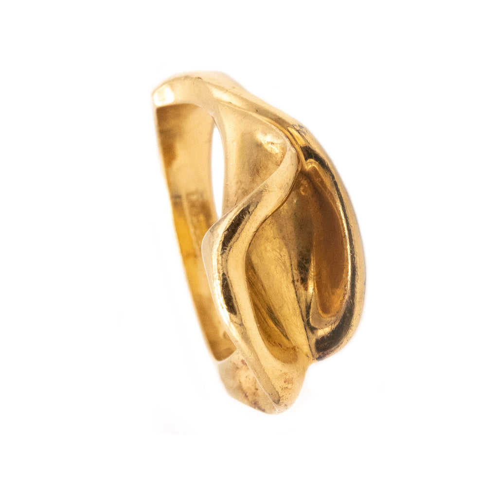 Tiffany Co. 1980 By Elsa Peretti Sculptural Calla Lily Ring In 18Kt Ye ...
