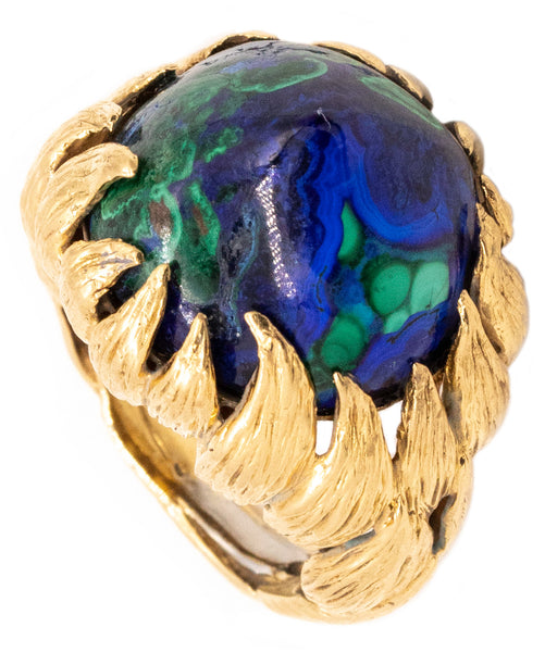*David Webb 1970 New York 18 kt gold cocktail ring with 25 cts Azur-malachite