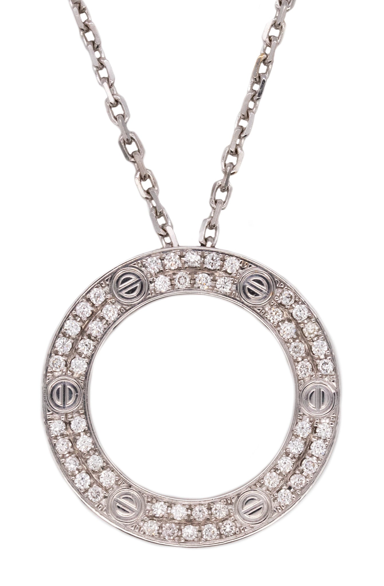 Cartier Paris Love Necklace Chain In 18kt White Gold With Vvs Diamonds Treasure Fine Jewelry