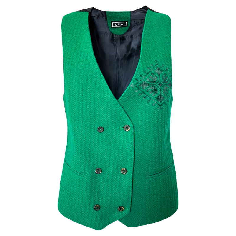 green double breasted vest