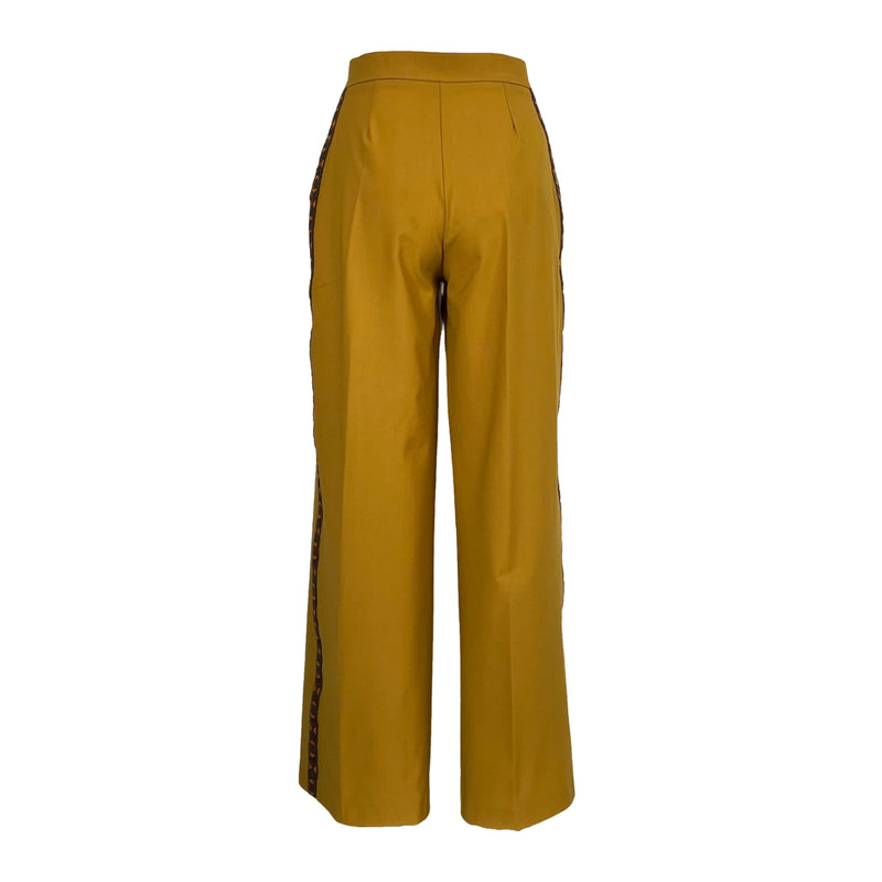 Wide-Leg Cargo Pants in Embellished Mustard Yellow